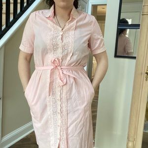 1960s • Baby Pink Lacey Cotton Nightgown